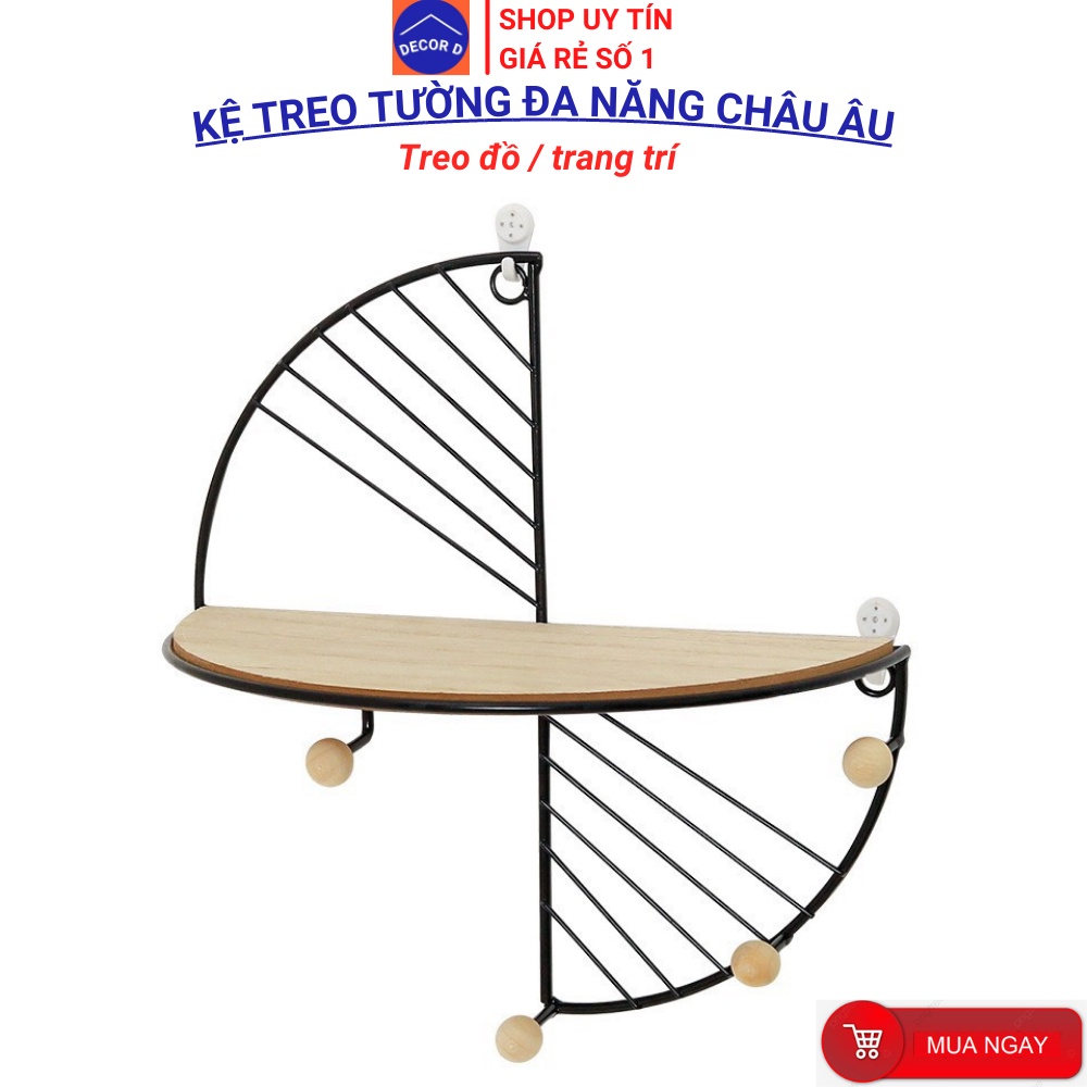 Kệ treo tường, để đồ Decor, treo đồ đa năng phong cách Châu Âu tiện lợi, trang trí