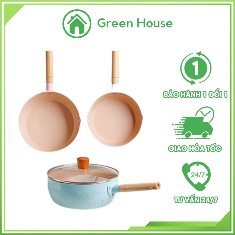 Chảo Chiên Sâu Lòng Chống Dính Không Có Nắp Thủy Tinh 18cm- Quánh chống dính tiện dụng