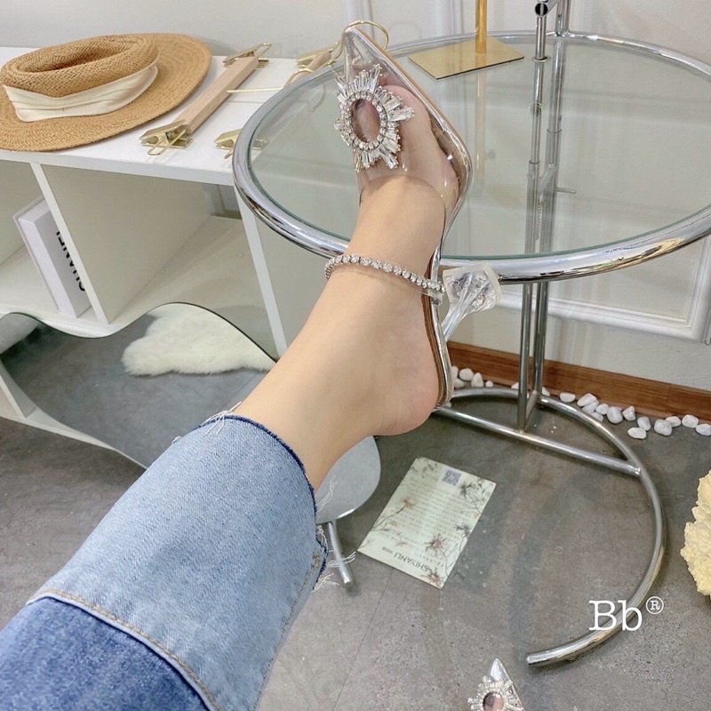 Dép sục cao gót trong quai đá Hoa Đá Mặt Trời gót ly 8p