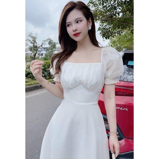 [New Sales 2024] SET ĐẦM NỮ CỔ VUÔNG DÁNG XÒE CÓ MÚT NGỰC CỰC DỄ THƯƠNG