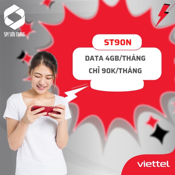 Sim 4G Viettel gói ST60N - ST90N, lưu lượng tốc độ cao từ 2GB đến 4GB/ngày