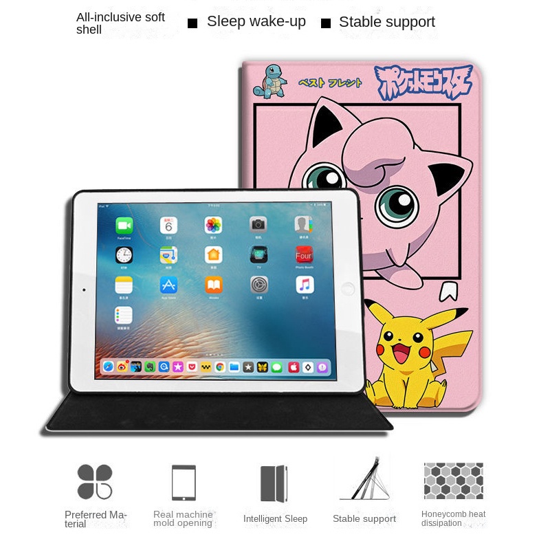 Vỏ Pokemon Pikachu cho Air 10.9 Pro 11 2019 IPad 10.2 Vỏ 7/8/9 Vỏ thế hệ thứ 9 cho năm 2018 9.7 5/6 Air 2/3 10.5 Mini 4 5 6