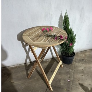 Bàn tròn gỗ chân cao xếp gọn, bàn ngoài trời cà phê, bàn bistro