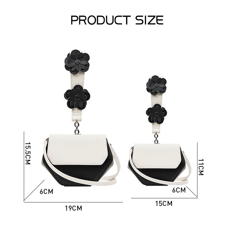 MISCHA Túi Xách Đeo Vai Chất Liệu Da PU Họa Tiết Hoa Dễ Thương Thời Trang Cho Nữ