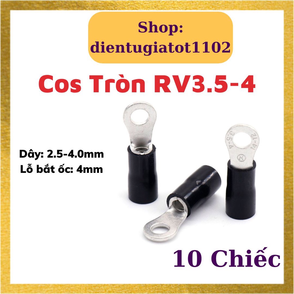 10 Đầu cos tròn rv1.25-4, RV1.25-4, đầu cos dây điện, đầu cos xe máy