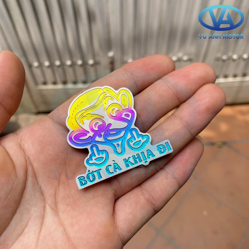Tem sticker logo titan quả táo, Lá cỏ, Ngón tay giữa, Chó haha, Pica Long,Bull dog, Mèo ú, Bớt cà khịa đi