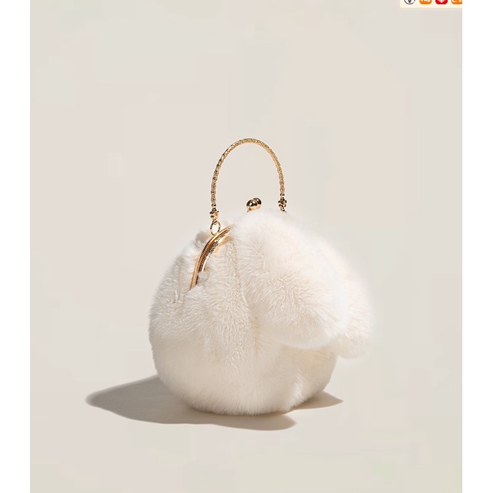 Túi Xách Nữ của phụ nữ sang trọng Túi vải lông hình tai thỏ mới，túi đeo lông nhung,Túi Đeo Chéo Hình Tai Thỏ Lông Xù JP5