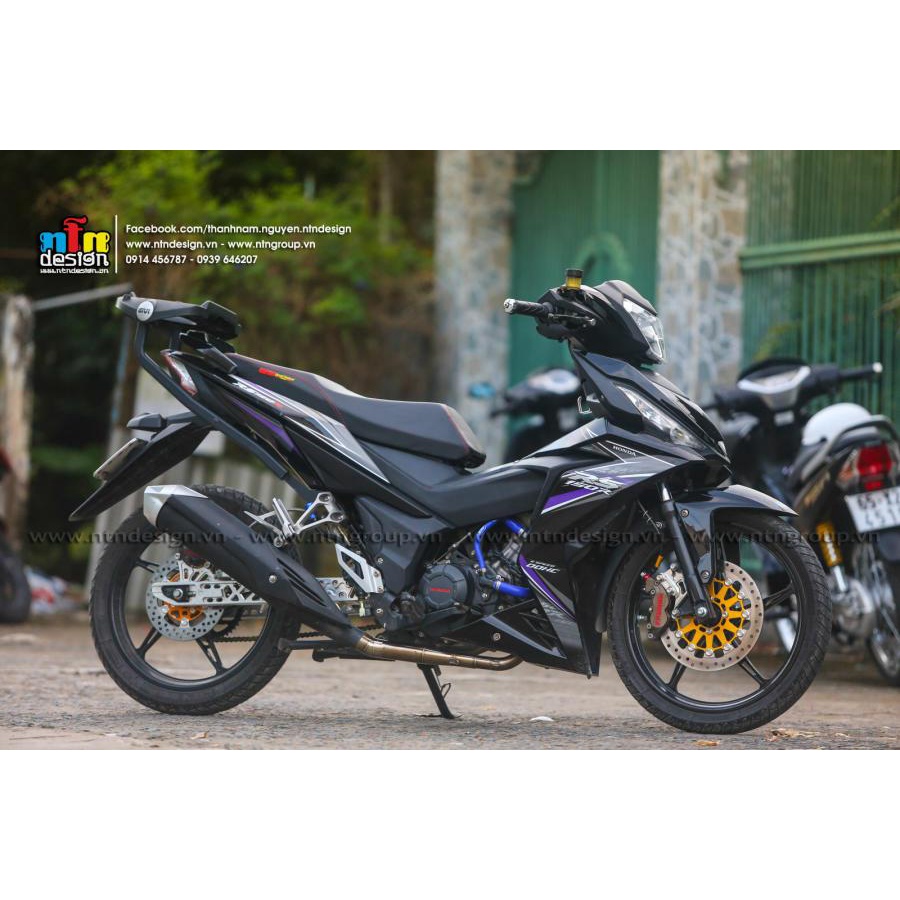 Tem rời Winner V1 mẫu RS 150 tím dán xe đen - mẫu mới 2023