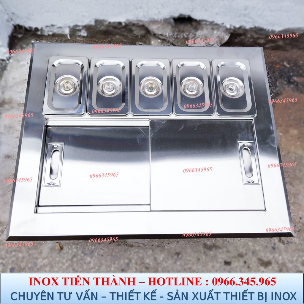 (GIÁ TẠI XƯỞNG) THÙNG ĐÁ ÂM BÀN INOX 5 KHAY 1/9