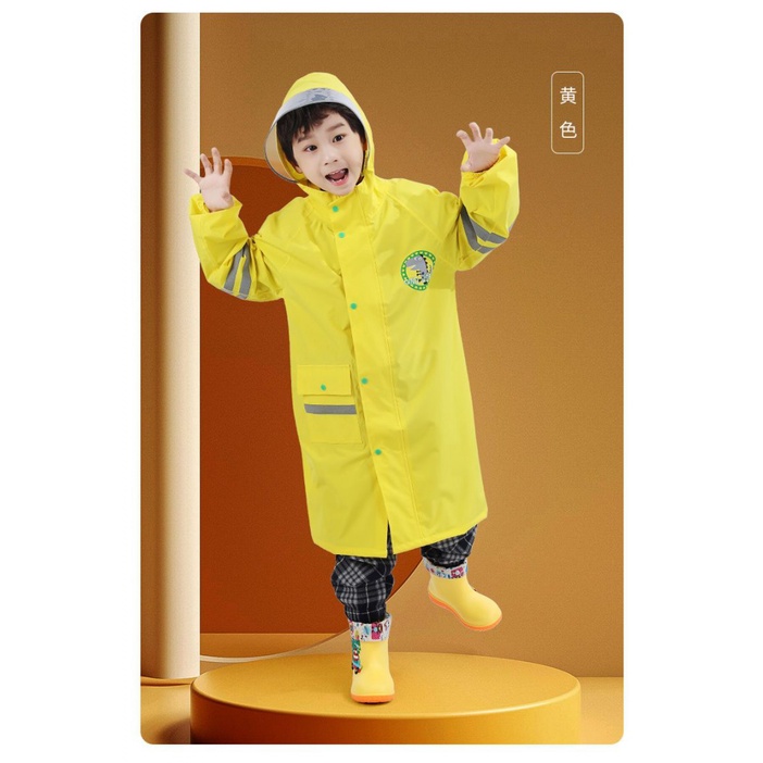 Áo Mưa Dáng Dài Dày Dặn Phủ Toàn Diện Có Dải Phản Quang Cho Học Sinh Trung Học / Xe Đạp Điện / Trẻ Em