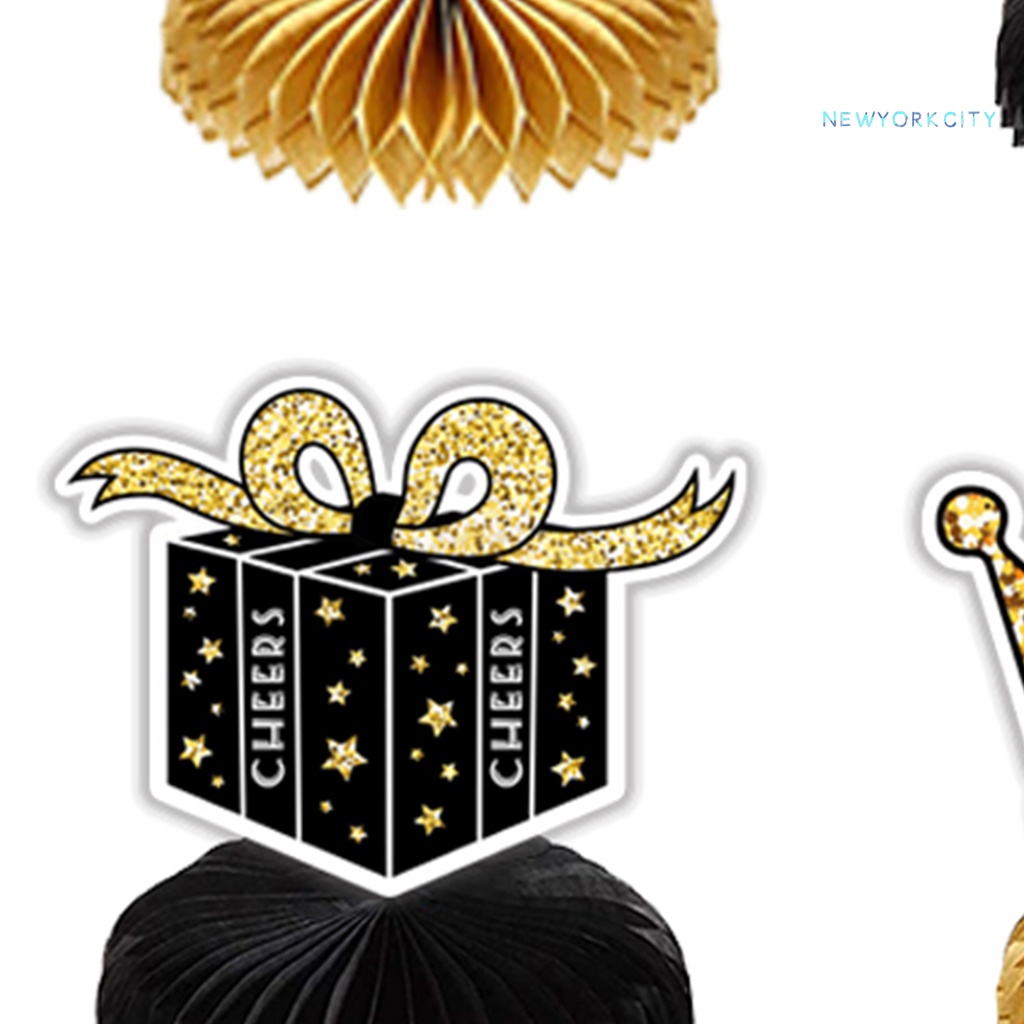 Set 8 Phụ Kiện Trang Trí Bánh Kem Họa Tiết Tổ Ong Bằng Giấy Độc Đáo Tiện Dụng