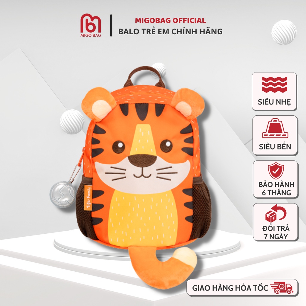 Balo Cho Bé Mầm Non Chính Hãng Tiger Family - Cặp Đi Học, Đi Chơi Siêu Nhẹ, Họa Tiết Đáng Yêu - Bảo Hành 1 Năm F59
