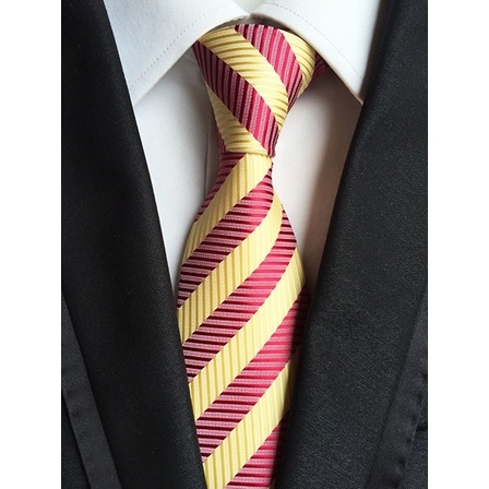 Cà vạt EFAN màu đỏ đen kẻ sọc phong cách cổ điển thời trang cho nam 8cm