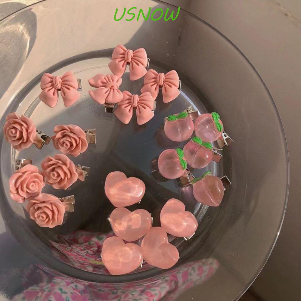 Kẹp Tóc Hình Nơ / Trái Tim Bằng Nhựa Resin Thời Trang Hàn Quốc Cho Bé Gái