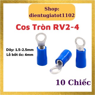 10 đầu cos tròn rv2-4, rv2-4, đầu cos dây điện, đầu cos xe máy