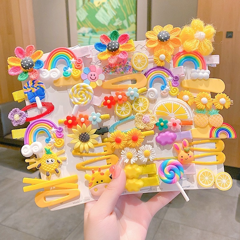 Set 14 Kẹp Tóc Họa Tiết Hoạt Hình Dễ Thương Phong Cách Hàn Quốc