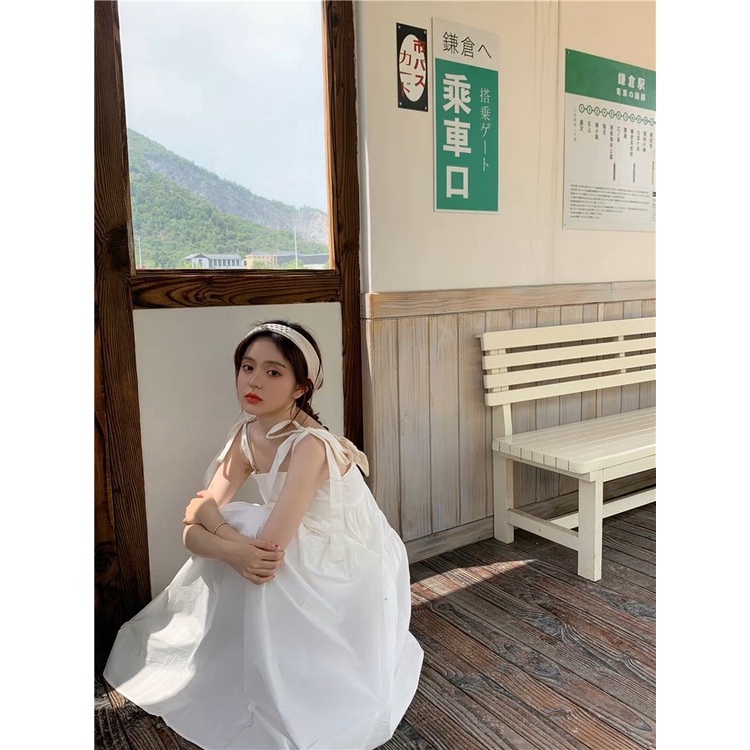 Váy xòe dáng dài 2 dây, đầm 2 dây babydoll kiểu dáng vintage dễ thương minstore365 | BigBuy360 - bigbuy360.vn