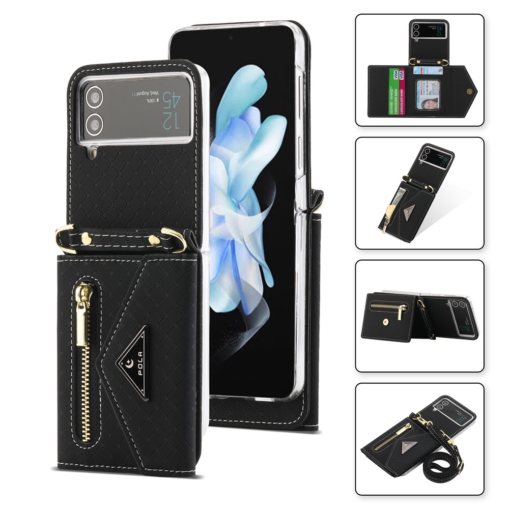 Bao Da Điện Thoại Nắp Lật Kèm Ngăn Đựng Thẻ Chống Sốc Cho Samsung Galaxy Z Flip 4 3 5G Flip4 Flip3
