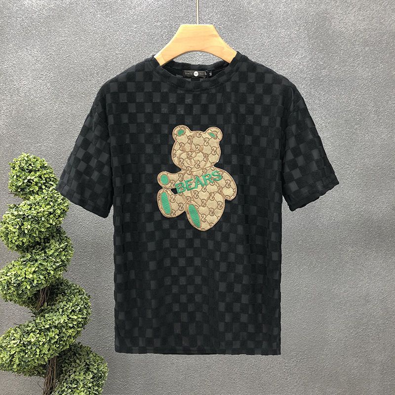 Áo Thun Tay Ngắn Thêu Hình Gấu Thời Trang Mùa Hè Mới 2022 Cho Nam