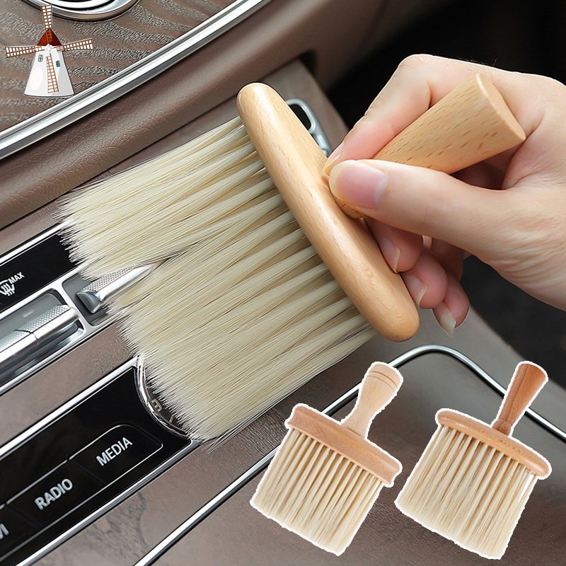 Bàn Chải Siêu Mềm Với Tay Cầm Gỗ Đa Chức Năng Dùng Để Vệ Sinh Xe Hơi