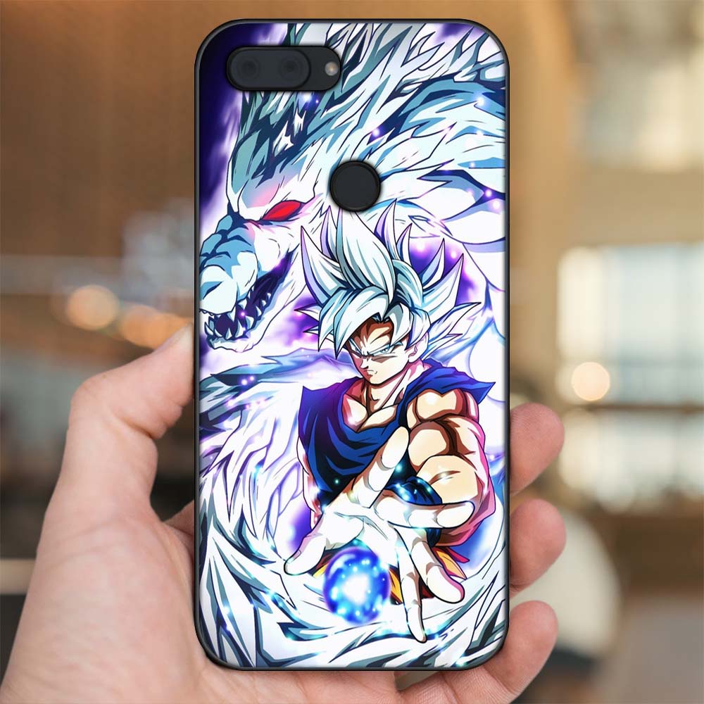 Ốp lưng Xiaomi Mi 8 Lite viền đen in hình Son Goku Dragon Ball Super Saiyan
