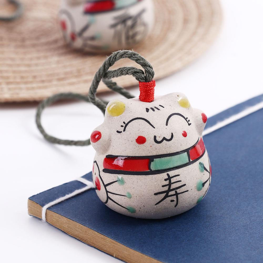 Chuông Gió Bằng Gốm Sứ Hình Mèo May Mắn Phong Cách Nhật Bản Dễ Thương