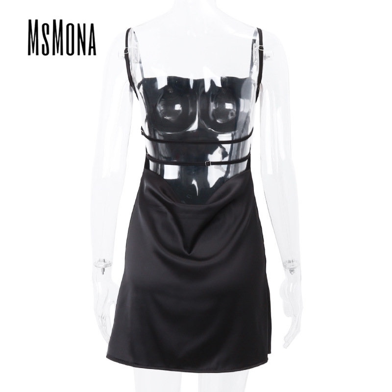 MsMona Đầm Mini Không Tay Màu Trơn Thời Trang 2023 Cho Nữ
