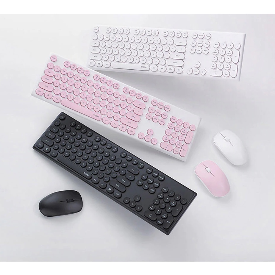 Bộ Bàn Phím Chuột Không Dây Rapoo X260S 3 màu Hồng - Trắng - Đen - New chính hãng - BH 24 Tháng