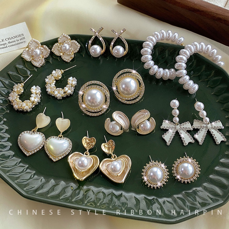 Khuyên Tai Tròn Đính Ngọc Trai Thời Trang Hàn Quốc 2023