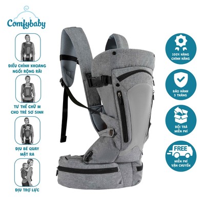 Địu em bé 4 tư thế, siêu trợ lực Comfybaby 602, chống vòng kiềng, chất liệu Air Mesh thoáng khí