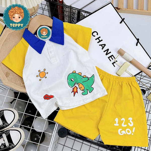 Set bộ áo và quần phối màu ngộ nghĩnh cho bé trai