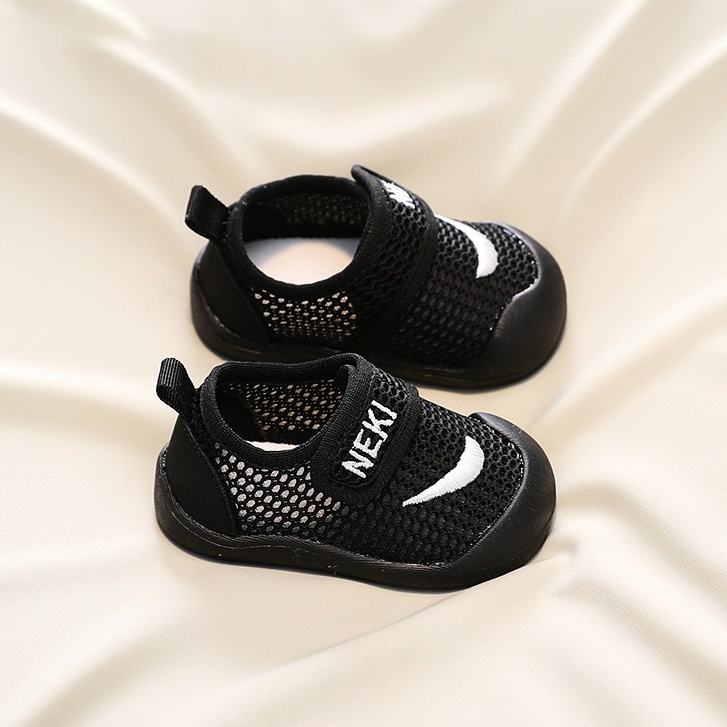 Giày tập đi cho bé trai trẻ em phối lưới thoáng khi bốn mùa đế mềm chống trượt quai ngang êm chân