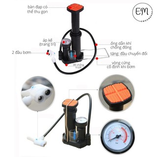 [Flash Sale] Bơm xe đạp, bơm xe máy đạp chân mini siêu nhẹ