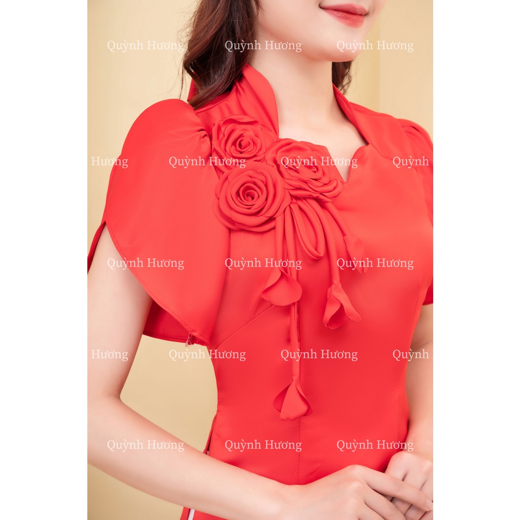 Áo dài mẫu mới chất liệu tacta ngôi sao màu đỏ siêu xinh by Quỳnh Hương