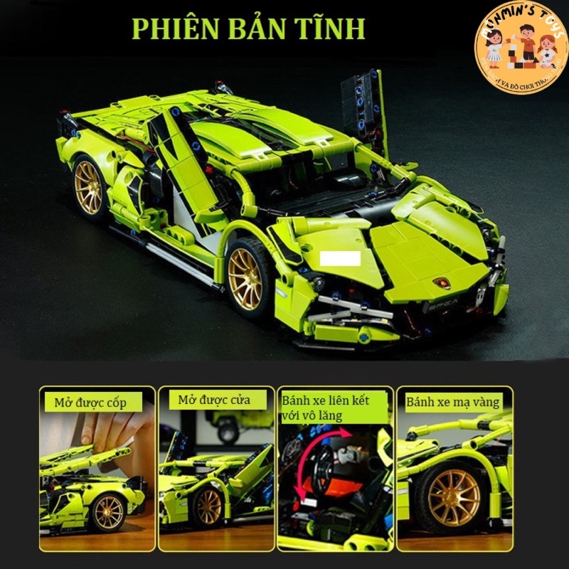 Đồ Chơi Lắp Ráp Mô Hình Siêu Xe Lamborghini Phiên Bản Đèn và Điều Khiển Từ Xa 1:14