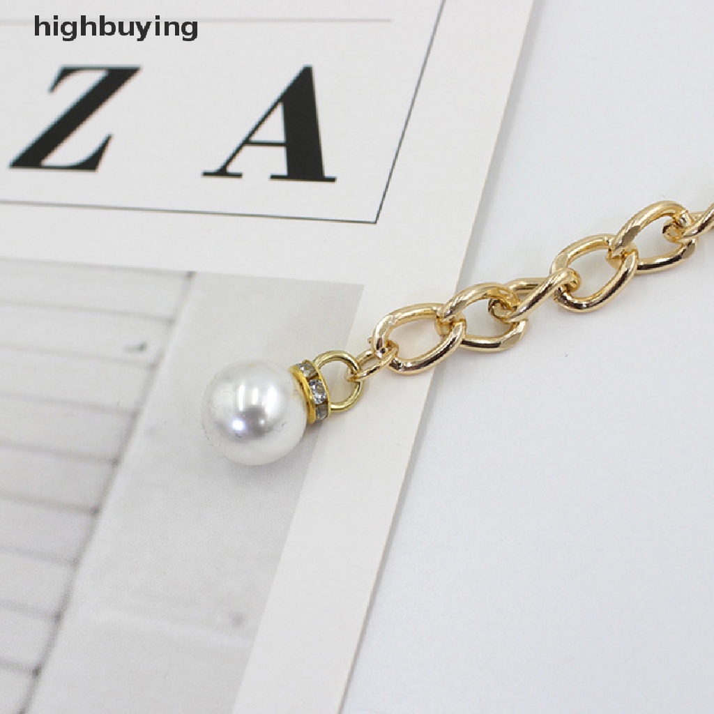 Thắt Lưng Dây Xích Kim Loại Nhiều Lớp Đính Hạt Ngọc Trai Cho Nữ