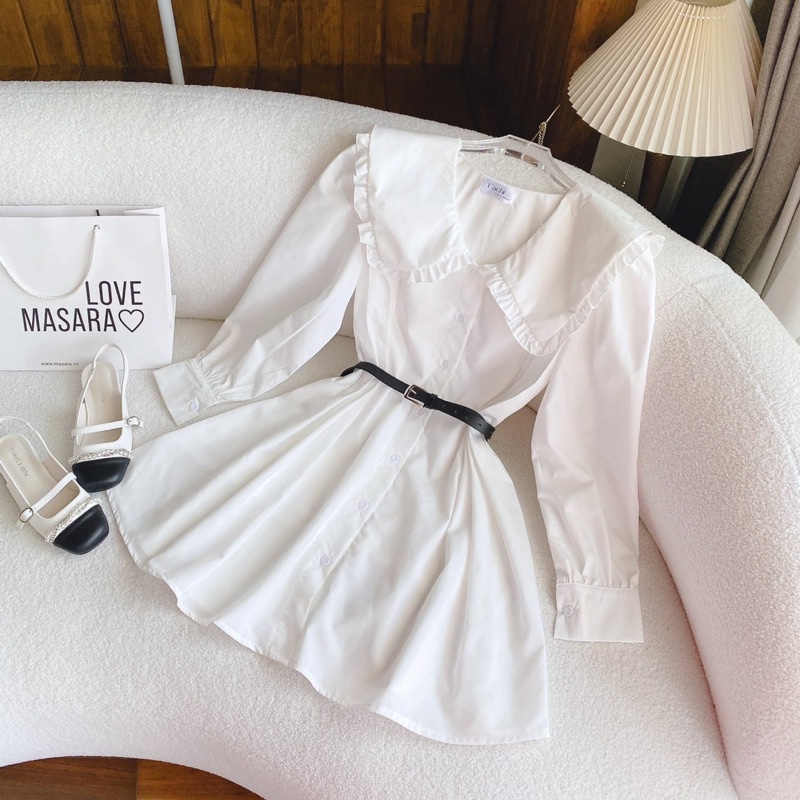 ĐẦM BBD TRẮNG CỔ BÈO TAY PHỒNG