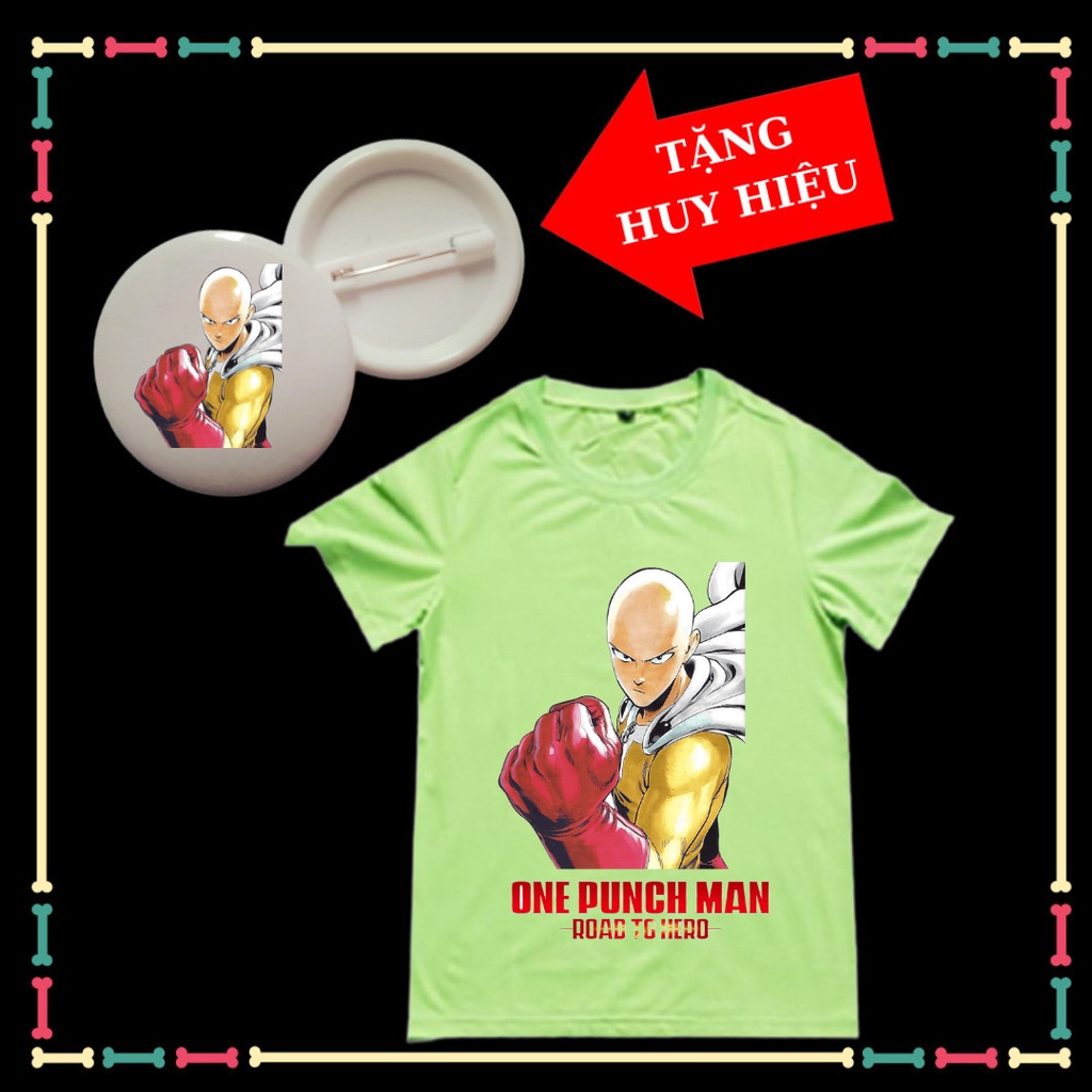 Áo Thun bé trai Saitama ONE PUNCH MAN thánh phồng tôm cực chất áo saitama, Kèm huy hiệu.