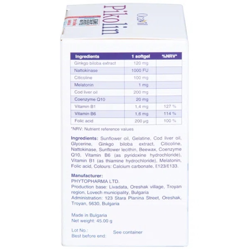 Viên uống Bổ Não, hỗ trợ tăng tuần hoàn máu não Pikolin Ocavill