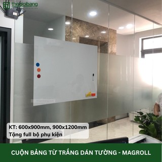 Cuộn Bảng Từ Trắng Hít Nam Châm MagRoll - Bảng Trắng Dán Tường - 60x90cm, 90x120cm - Tặng Phụ Kiện