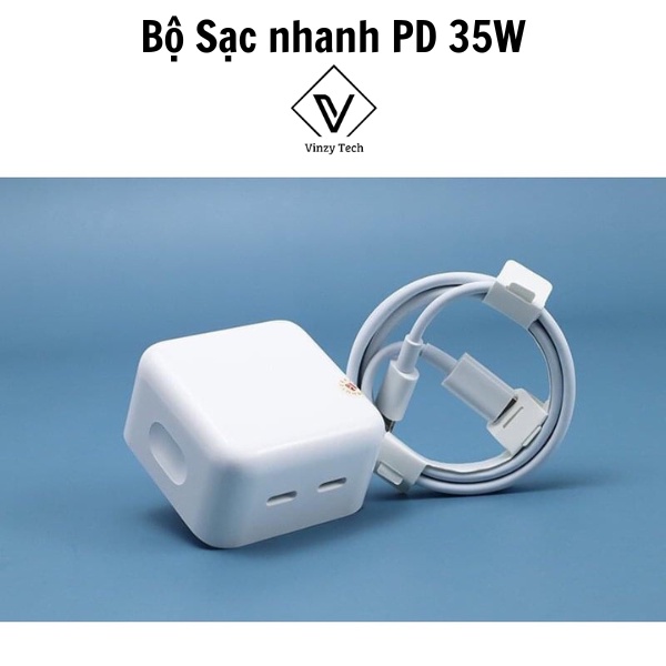 Bộ sạc nhanh PD 35W 2 cổng ra Type C PD Ổn Định, Dành Cho Nhiều Loại Máy Chính Hãng VINZY