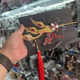 Trâm cài tóc cô dâu phượng đỏ