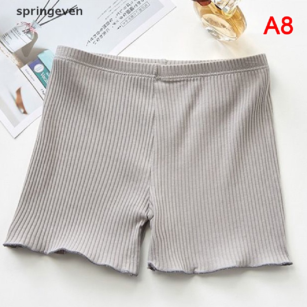 Quần Lót Boxer Co Giãn Không Đường May Màu Trơn Viền Bèo Nhún Thời Trang Xuân Hè Cho Nữ