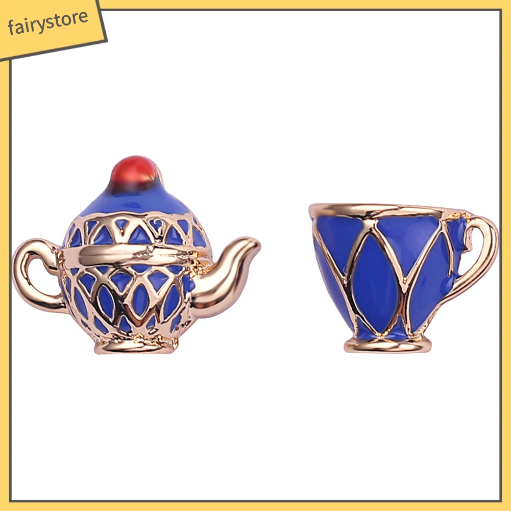 Khuyên Tai Hình Ấm Trà Tráng Men Không Đối Xứng Vintage Fairy1 [Fairy1]