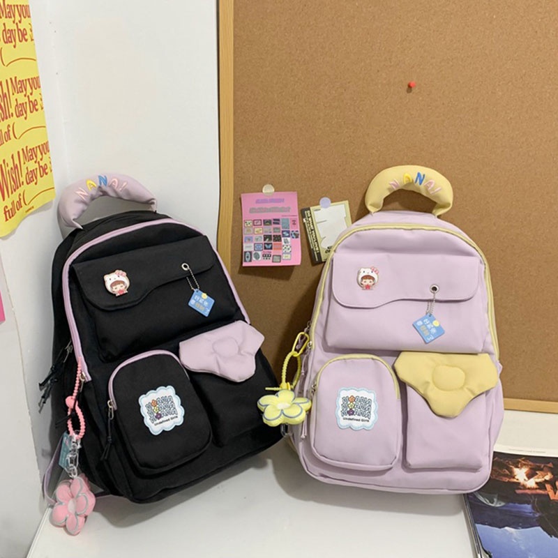 Ba Lô nylon Đơn Giản Chống Nước Nhẹ Và Chống Mài Mòn Phiên Bản Hàn Quốc Mới Cho Học Sinh