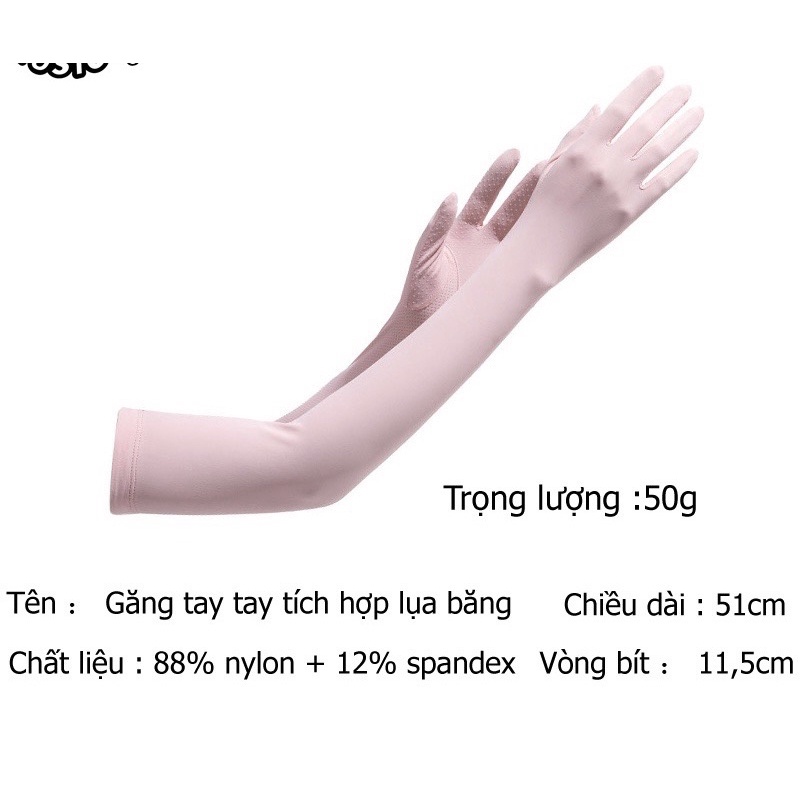 Găng Tay Dài Chống Nắng Vải Lụa Cao Cấp Chống Tia UV Có Hại 98% Có Thể Dùng Điện Thoại Nhờ Thiết Kế Mở Ngón