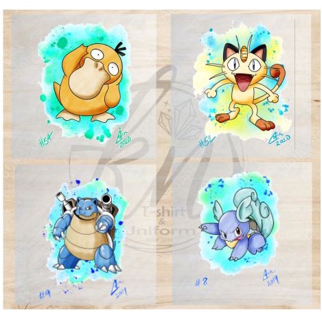 Sticker Miếng dán hình ngộ nghĩnh may áo quần, miếng dán vải quần áo, hình ép nhiệt size a6 mẫu pokemon