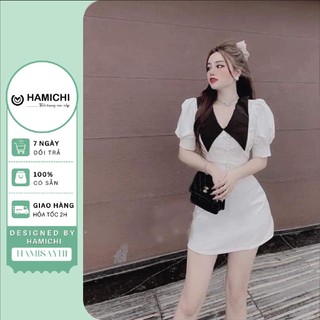 Váy lụa cổ hàn thiết kế cao cấp dáng xòe vải siêu sang đi làm dạo phố tôn dáng trẻ trung loại 1 Hamichi fashion