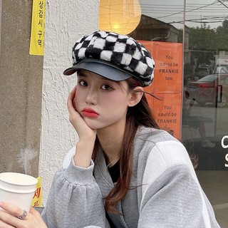Autumn and winter fashion simple checkered beret hat for men and women