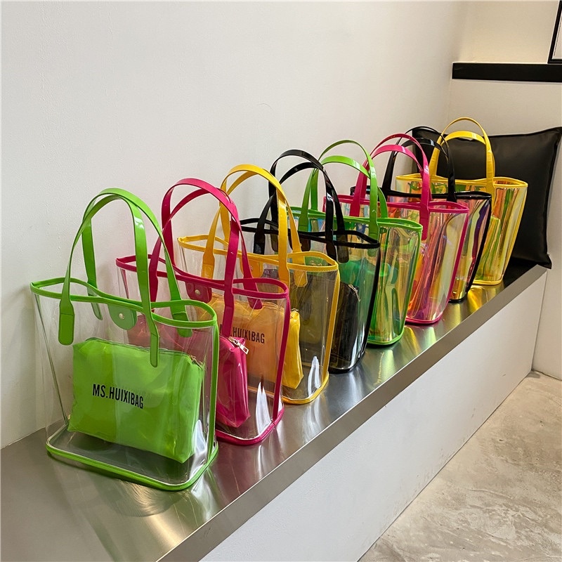 Sét 2 túi trong suốt thời trang ( 4 màu )